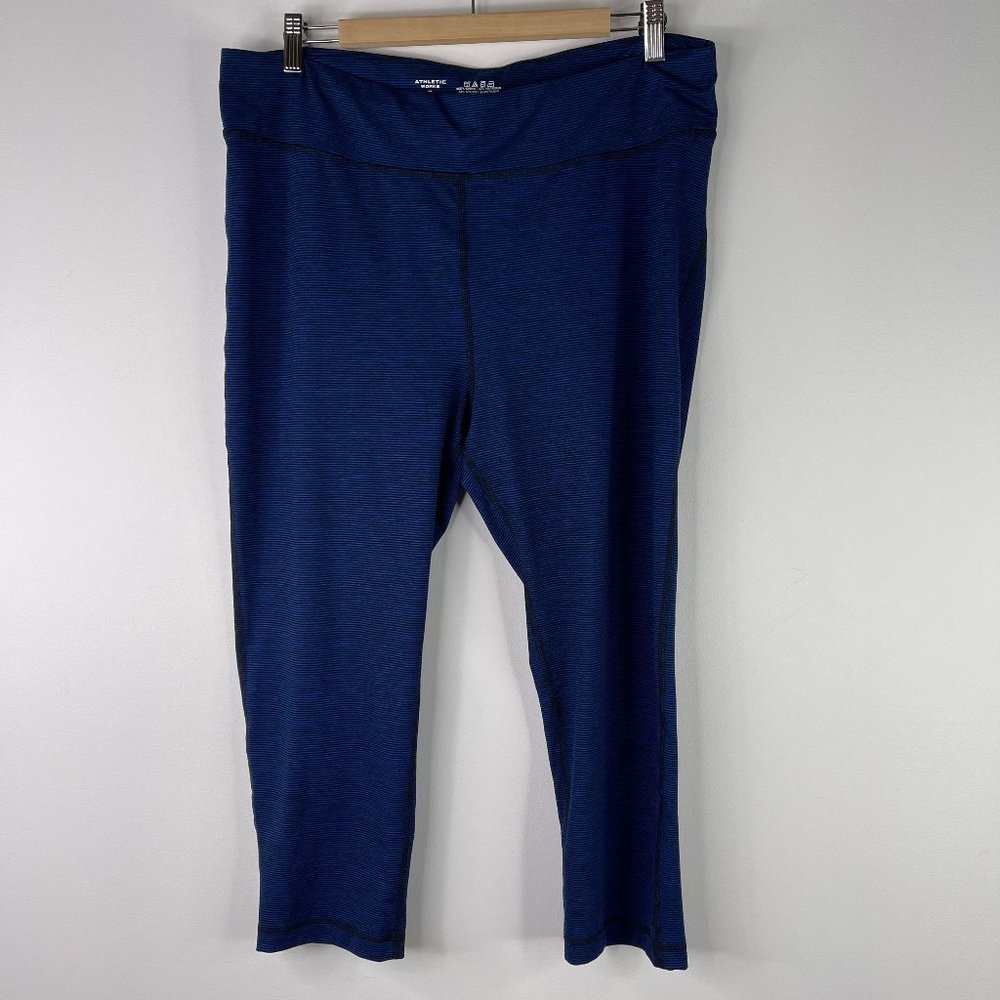 ATHLETIC WORKS Women Blue Dri More Cropped Leggings Plus Size 2X
